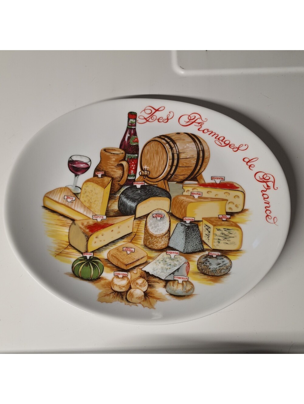 L' Hirandelle classic vintage Oval French ceramic cheese platter Les Fromages